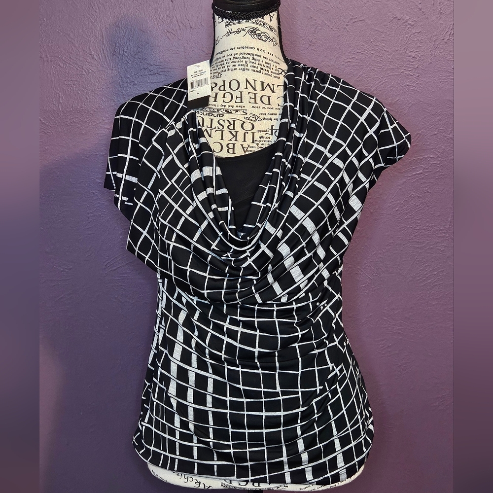 Natori Blouse Geometric Print Lrg